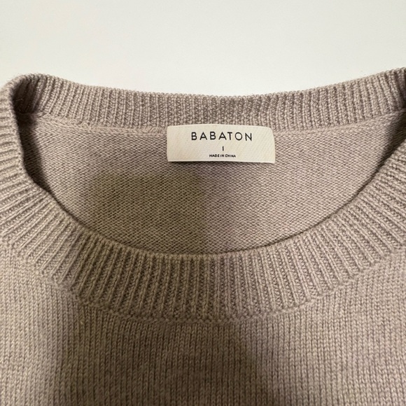 Babaton By Aritzia Womens Large Soft Brown 100% Merino Wool Crewneck Sweater Lux - Picture 3 of 9
